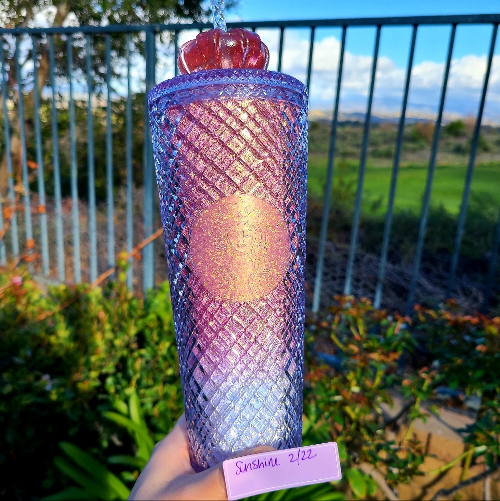 Starbucks Rare overseas pink glitter hearts tumbler